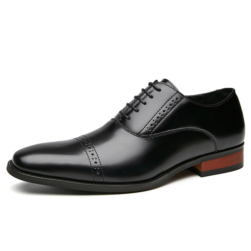 Carved lace-up business shoes