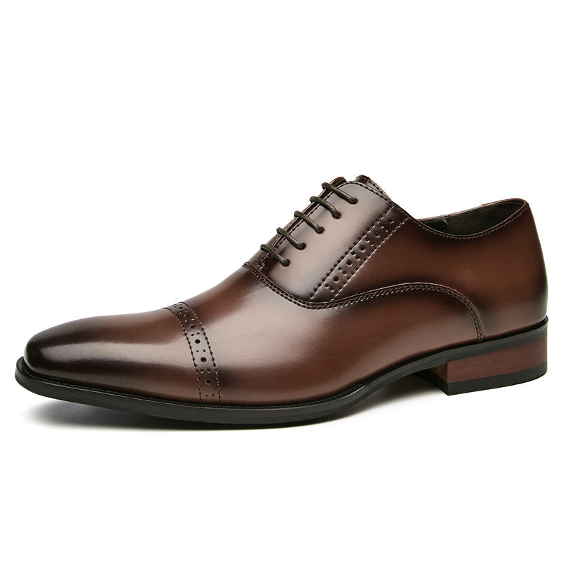 Carved lace-up business shoes