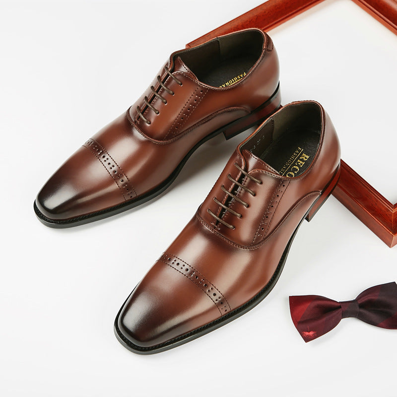 Carved lace-up business shoes