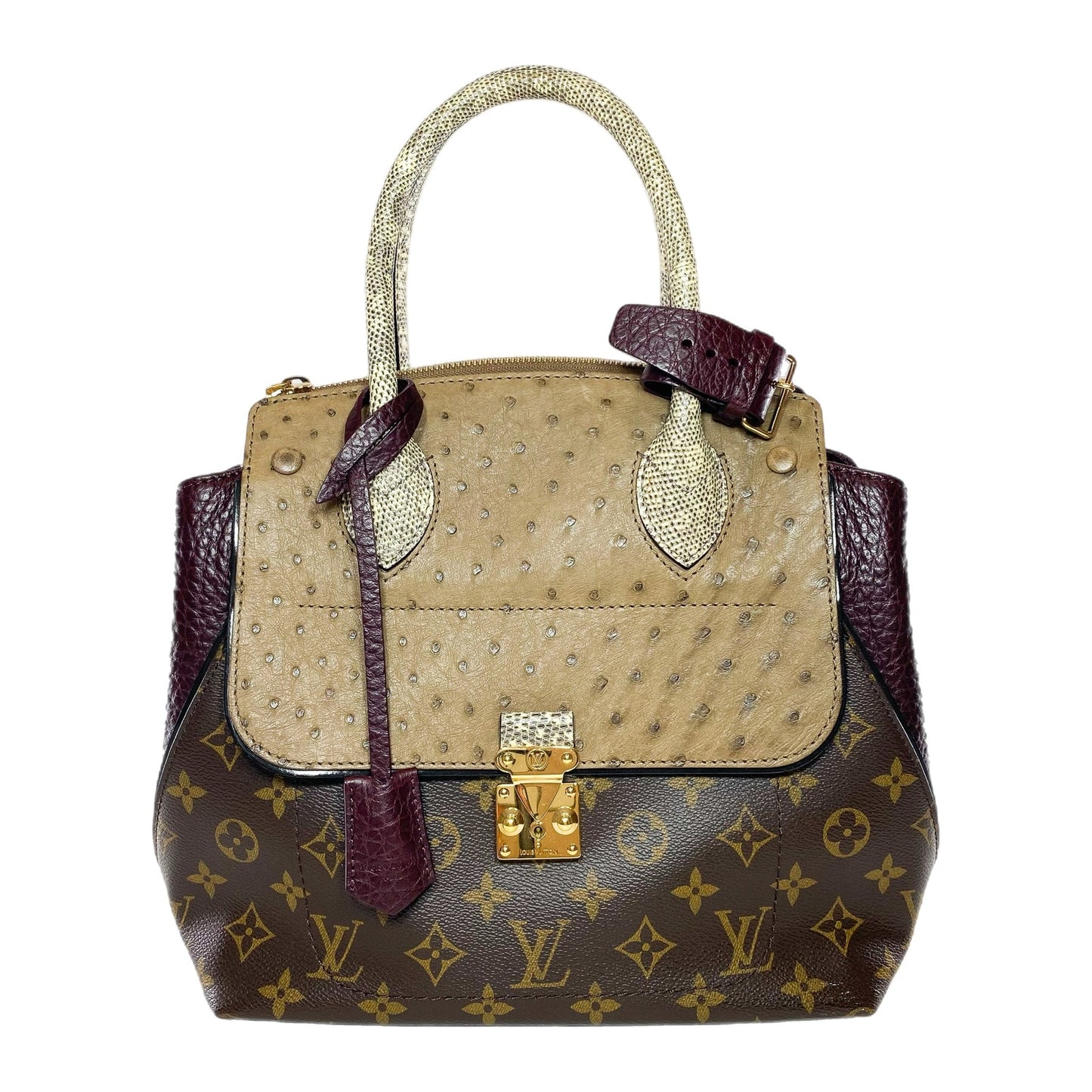 LOUIS VUITTON BORDEAUX OSTRICH LIZARD MAJESTUEUX TOTE MM
