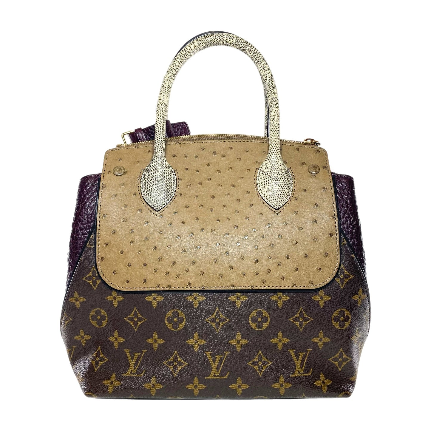 LOUIS VUITTON BORDEAUX OSTRICH LIZARD MAJESTUEUX TOTE MM