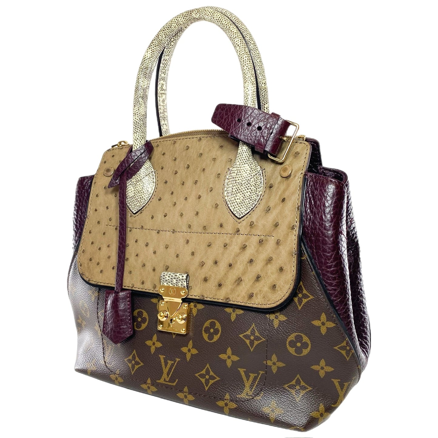 LOUIS VUITTON BORDEAUX OSTRICH LIZARD MAJESTUEUX TOTE MM