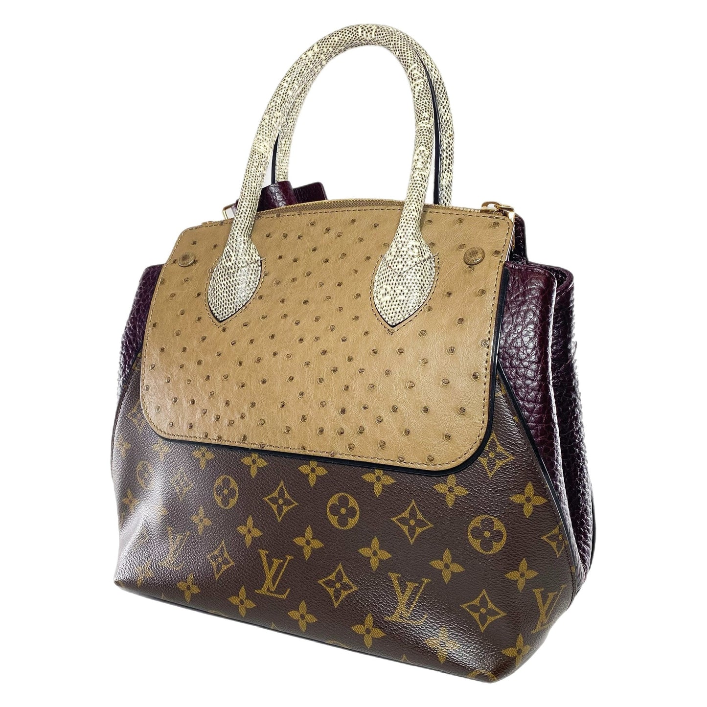 LOUIS VUITTON BORDEAUX OSTRICH LIZARD MAJESTUEUX TOTE MM