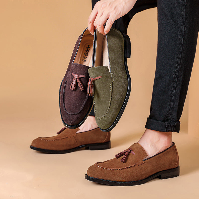 Vintage leather fringe business casual shoes