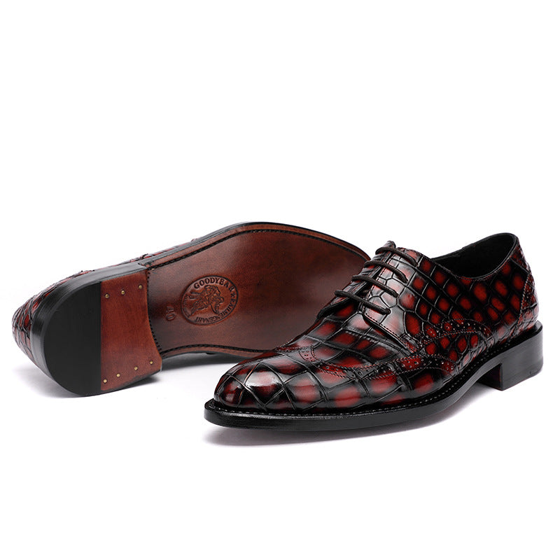 Tiger Wolf Lion Crocodile Belly men's leather shoes Handmade Goodyear men's shoes breathable comfortable business