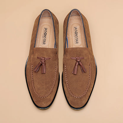 Vintage leather fringe business casual shoes